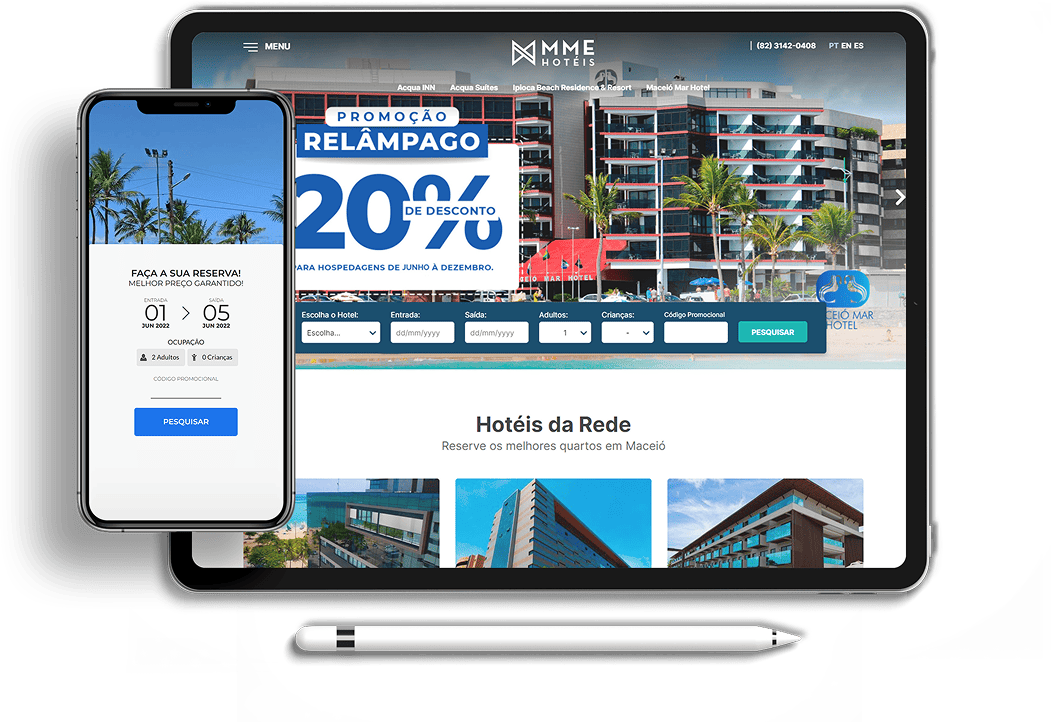 Apresentação visual do serviço: Criação de sites para Hotéis